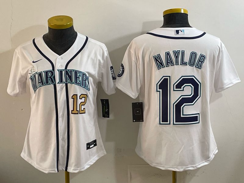 Women Seattle Mariners #12 Naylor White Game 2026 Nike MLB Jersey style 02